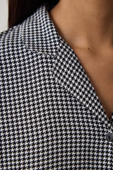 Black Bonjour Plaid Embroidered Shirt Collar Pajama Set