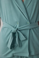 Green Lenna Ribbed V-Neck Maternity Pajama Set