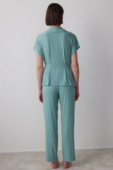Green Lenna Ribbed V-Neck Maternity Pajama Set