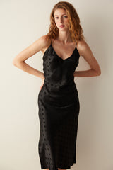 Luna Satin Black Night Dress