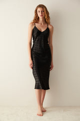 Luna Satin Black Night Dress