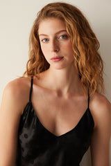 Luna Satin Black Night Dress