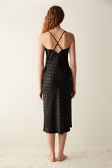 Luna Satin Black Night Dress