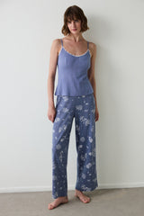 Indigo Hailee Floral Openwork Pajama Bottoms