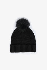 Black Luisa Pompom Beanie