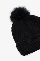Black Luisa Pompom Beanie