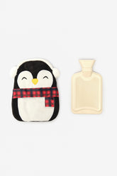 Penguin Black Hot Water Bottle