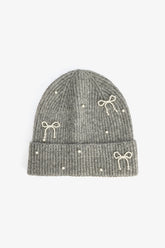 Grey Melange Bowknot Beret