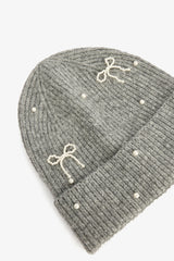 Grey Melange Bowknot Beret