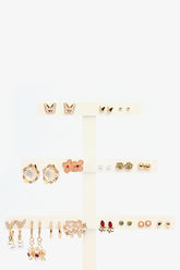 Mix Flower Gold Color Earring Set