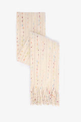 Ecru Judy Glittery Striped Soft Texture Scarf