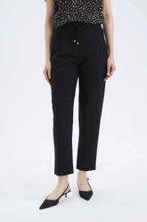 Linen Look Pocketed High Waist Straight Leg Joggers