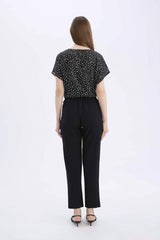 Linen Look Pocketed High Waist Straight Leg Joggers