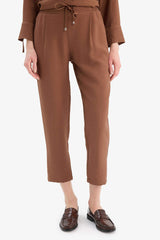 Linen Look Pocketed High Waist Straight Leg Joggers