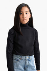 Girls Turtleneck Knitted Sweater