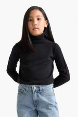 Girls Turtleneck Knitted Sweater