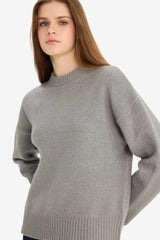 Oversize Loose Fit Crew Neck Knit Sweater