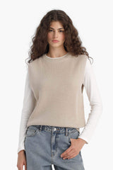 Oversize Wide Fit Crew Neck Knit Sweater