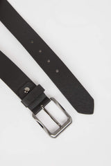 Mens Rectangular Buckle Faux Leather Jean Belt