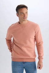 Regular Fit Crew Neck Thick Basic Plain Sweatshirt
