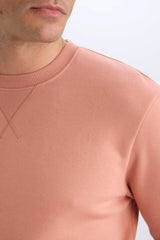 Regular Fit Crew Neck Thick Basic Plain Sweatshirt