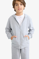 boys Hooded School Zippered Sweatshirt
