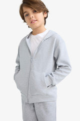 boys Hooded School Zippered Sweatshirt