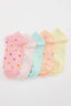 Girls Star Patterned 5-Pack Cotton Ankle Socks