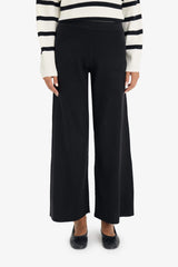 Flare Fit Wide Leg Elastic Waist Basic Knit Trousers