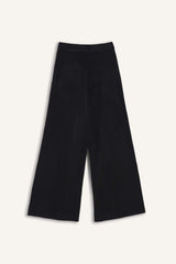 Flare Fit Wide Leg Elastic Waist Basic Knit Trousers