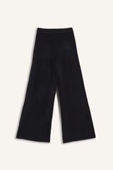 Flare Fit Wide Leg Elastic Waist Basic Knit Trousers