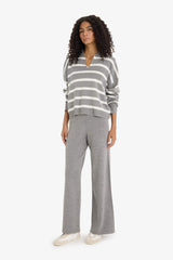 Flare Fit Wide Leg Elastic Waist Basic Knit Trousers