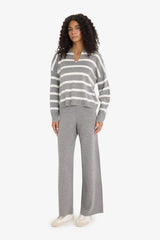 Flare Fit Wide Leg Elastic Waist Basic Knit Trousers