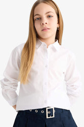 Girls Poplin Long Sleeve Shirt