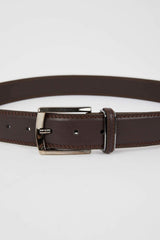 Men's Rectangular Buckle Leather Look Belt