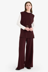 Relax Fit Knitted Trousers Basic Straight Elastic Waist Wide Leg