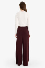 Relax Fit Knitted Trousers Basic Straight Elastic Waist Wide Leg