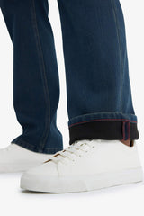 Diago Comfort Fit High Waist Wide Leg Straight Leg Thermal Fleece Jeans