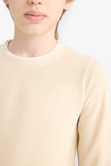 Boys' Crew Neck Basic Plain Waffle Long Sleeve School T-Shirt