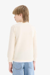 Boys' Crew Neck Basic Plain Waffle Long Sleeve School T-Shirt