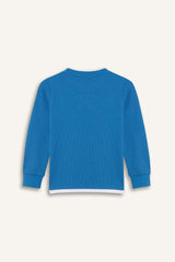 Boys' Crew Neck Basic Plain Waffle Long Sleeve School T-Shirt