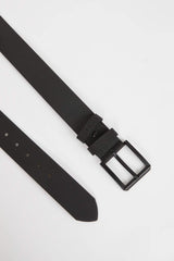 Mens Rectangular Buckle Faux Leather Jean Belt