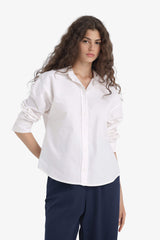 Oversize Fit Shirt Collar Oxford Long Sleeve Shirt