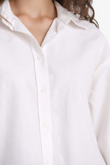 Oversize Fit Shirt Collar Oxford Long Sleeve Shirt