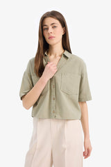 Boxy Fit Shirt Collar Short Sleeve Shirt