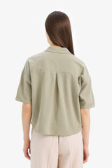 Boxy Fit Shirt Collar Short Sleeve Shirt