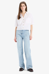 Boxy Fit Shirt Collar Short Sleeve Shirt