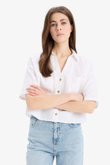Boxy Fit Shirt Collar Short Sleeve Shirt