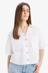 Boxy Fit Shirt Collar Short Sleeve Shirt