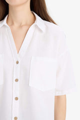 Boxy Fit Shirt Collar Short Sleeve Shirt
